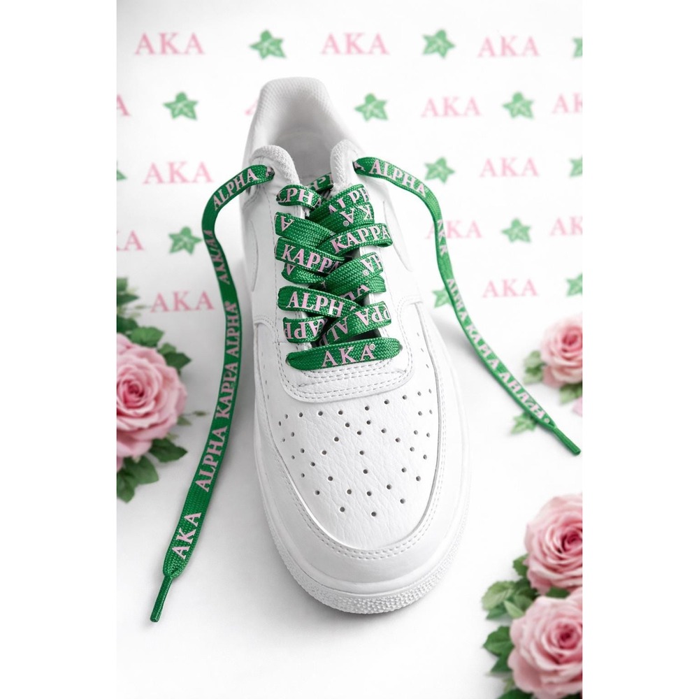 Alpha Kappa Alpha Shoelaces AKA Pink Green Shoe Laces Sorority Sneaker Gift